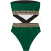 imageMilumia Womens Stitch Detail Strapless One Piece Swimsuit Cut Out Bandeau Bathing SuitDark Green