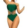 imageMilumia Womens Stitch Detail Strapless One Piece Swimsuit Cut Out Bandeau Bathing SuitDark Green