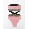 imageMilumia Womens Stitch Detail Strapless One Piece Swimsuit Cut Out Bandeau Bathing SuitPink