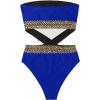 imageMilumia Womens Stitch Detail Strapless One Piece Swimsuit Cut Out Bandeau Bathing SuitRoyal Blue