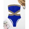 imageMilumia Womens Stitch Detail Strapless One Piece Swimsuit Cut Out Bandeau Bathing SuitRoyal Blue