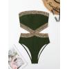 imageMilumia Womens Stitch Detail Strapless One Piece Swimsuit Cut Out Bandeau Bathing SuitSolid Army Green