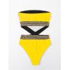 imageMilumia Womens Stitch Detail Strapless One Piece Swimsuit Cut Out Bandeau Bathing SuitYellow