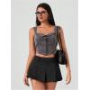 imageMilumia Womens Striped Low Waisted Pleated Mini Skirt Y2k Trendy Short Skater SkirtsBlack