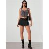 imageMilumia Womens Striped Low Waisted Pleated Mini Skirt Y2k Trendy Short Skater SkirtsBlack