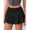 imageMilumia Womens Striped Low Waisted Pleated Mini Skirt Y2k Trendy Short Skater SkirtsBlack