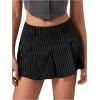 imageMilumia Womens Striped Low Waisted Pleated Mini Skirt Y2k Trendy Short Skater SkirtsBlack