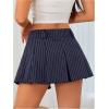 imageMilumia Womens Striped Low Waisted Pleated Mini Skirt Y2k Trendy Short Skater SkirtsDark Blue