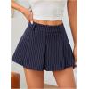 imageMilumia Womens Striped Low Waisted Pleated Mini Skirt Y2k Trendy Short Skater SkirtsDark Blue