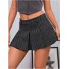 imageMilumia Womens Striped Low Waisted Pleated Mini Skirt Y2k Trendy Short Skater SkirtsDark Grey