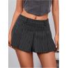 imageMilumia Womens Striped Low Waisted Pleated Mini Skirt Y2k Trendy Short Skater SkirtsDark Grey