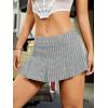 imageMilumia Womens Striped Low Waisted Pleated Mini Skirt Y2k Trendy Short Skater SkirtsGrey