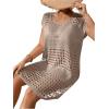 imageMilumia Womens Swimsuit Short Sleeve Crochet Swim Cover Up Knit Bathing Suit Beach DressKhaki