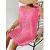 imageMilumia Womens Swimsuit Short Sleeve Crochet Swim Cover Up Knit Bathing Suit Beach DressPink