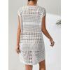 imageMilumia Womens Swimsuit Short Sleeve Crochet Swim Cover Up Knit Bathing Suit Beach DressWhite