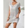 imageMilumia Womens Swimsuit Short Sleeve Crochet Swim Cover Up Knit Bathing Suit Beach DressWhite
