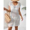 imageMilumia Womens Swimsuit Short Sleeve Crochet Swim Cover Up Knit Bathing Suit Beach DressWhite