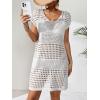 imageMilumia Womens Swimsuit Short Sleeve Crochet Swim Cover Up Knit Bathing Suit Beach DressWhite