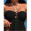 imageMilumia Womens Tankini Sets Two Piece Halter Cut Out Bathing Suits Tummy Control Swimsuit Flowy SwimwearBlack