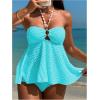 imageMilumia Womens Tankini Sets Two Piece Halter Cut Out Bathing Suits Tummy Control Swimsuit Flowy SwimwearBlue