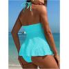 imageMilumia Womens Tankini Sets Two Piece Halter Cut Out Bathing Suits Tummy Control Swimsuit Flowy SwimwearBlue