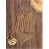 imageMilumia Womens Tankini Sets Two Piece Halter Cut Out Bathing Suits Tummy Control Swimsuit Flowy SwimwearCoffee Brown