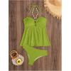 imageMilumia Womens Tankini Sets Two Piece Halter Cut Out Bathing Suits Tummy Control Swimsuit Flowy SwimwearGreen