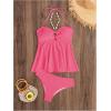 imageMilumia Womens Tankini Sets Two Piece Halter Cut Out Bathing Suits Tummy Control Swimsuit Flowy SwimwearHot Pink