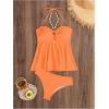 imageMilumia Womens Tankini Sets Two Piece Halter Cut Out Bathing Suits Tummy Control Swimsuit Flowy SwimwearOrange