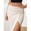 imageMilumia Womens Twist Front Slit Thigh Long Skirt High Waisted Asymmetrical Maxi SkirtsCapricot
