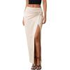 imageMilumia Womens Twist Front Slit Thigh Long Skirt High Waisted Asymmetrical Maxi SkirtsCapricot