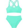 imageMilumia Girls 2 Piece Swimsuits Criss Cross Spaghetti Strap Bikini SetsCadet Blue
