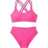 imageMilumia Girls 2 Piece Swimsuits Criss Cross Spaghetti Strap Bikini SetsHot Pink