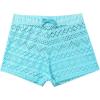 imageMilumia Girls Crochet Sheer Coverup Hollow Eyelet Shorts Swim Cover Up BeachwearBlue