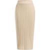 imageMilumia Girls Rib Knit Split Thigh Long Skirt Elastic Waist Solid Pencil SkirtsKhaki