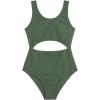 imageMilumia Girls Swimsuit One Piece Cut Out Bathing Suit Rib Knit Bikini Swimwear Size 914YGreen