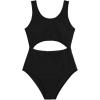 imageMilumia Girls Swimsuit One Piece Cut Out Bathing Suit Rib Knit Bikini Swimwear Size 914YSolid Black