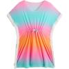 imageMilumia Girls Tie Dye Mesh Sheer Beach Coverups Ruffle Swimsuit Cover UpOrange Green Pink