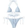 imageMilumia Women Two Piece Heart Ring Linked Bikini Set Lace Up Tie Halter SwimsuitB Light Blue