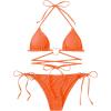 imageMilumia Women Two Piece Heart Ring Linked Bikini Set Lace Up Tie Halter SwimsuitOrange