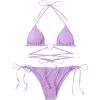 imageMilumia Women Two Piece Heart Ring Linked Bikini Set Lace Up Tie Halter SwimsuitPurple
