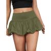 imageMilumia Women Y2K Bubble Mini Skirt High Waist Ruffle Hem Summer A Line Short SkirtsArmy Green