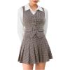imageMilumia Womens 2 Piece Outfit Plaid Vest Blazer and Pleated Skirt Suit SetsGrey