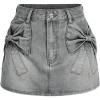 imageMilumia Womens Bow Knot Front Bodycon Denim Jean Mini Skirt with PocketGrey