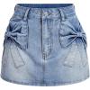 imageMilumia Womens Bow Knot Front Bodycon Denim Jean Mini Skirt with PocketLight Wash