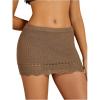 imageMilumia Womens Crochet Beach Mini Skirt Knit Scallop Hem Cut Out Bikini Swimsuit Cover Up SkirtsBrown