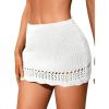 imageMilumia Womens Crochet Beach Mini Skirt Knit Scallop Hem Cut Out Bikini Swimsuit Cover Up SkirtsWhite