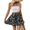 imageMilumia Womens Ditsy Floral Elastic Waist Skort Ruffle Hem Boho Short Skirt SkortsBlack White Multi