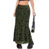 imageMilumia Womens Floral Print Mesh Long Skirt Low Waisted Y2k Flare Hem Fishtail SkirtsDark Green