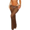 imageMilumia Womens Hollow Out Crochet Swimsuit Cover Up Skirt Beach Coverup Bodycon Maxi SkirtBrown